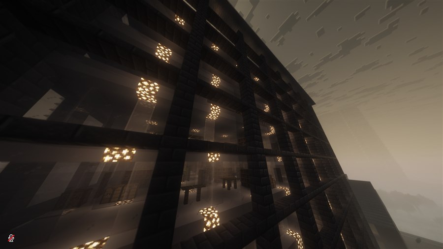 An illuminated tower rising into the sky
